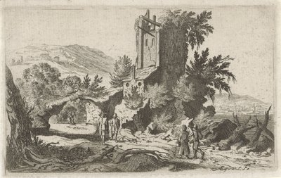 Caminantes cerca de una ruina
Seis paisajes (título de la serie) de Gillis van Scheyndel (I)
