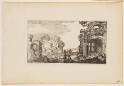 Camino entre ruinas romanas, de Doce paisajes con figuras de Gillis van Scheyndel
