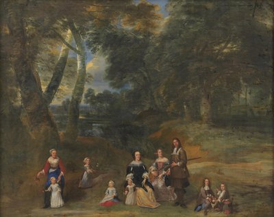 Grupo familiar en un paisaje de Gillis van Tilborgh