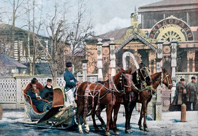 Un trineo troika en Moscú, Rusia, c1890 de Gillot
