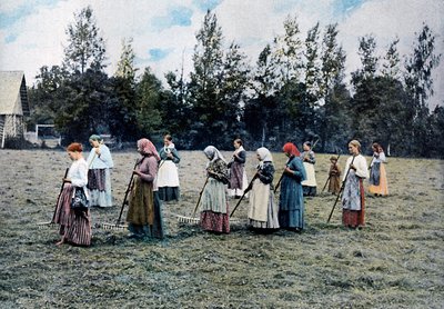 Haciendo heno alrededor de Moscú, Rusia, c. 1890 de Gillot