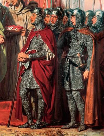 Tercera Cruzada (1189-1192): Encuentro y apretón de manos entre Felipe Augusto (Felipe II de Francia de Gillot Saint-Evre