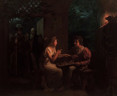 Ferdinand y Miranda jugando al ajedrez de Gillot Saint Evre