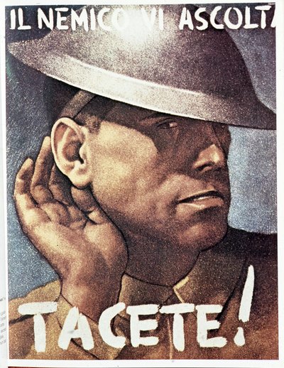 Silencio, el enemigo escucha - cartel de propaganda italiano, v.1942 Ilustración de Gino Boccasile (1901-1952) de Gino Boccasile