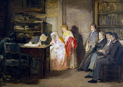 El Estado Civil, por Gioacchino Toma (1836-1893), pintura de Gioacchino Toma