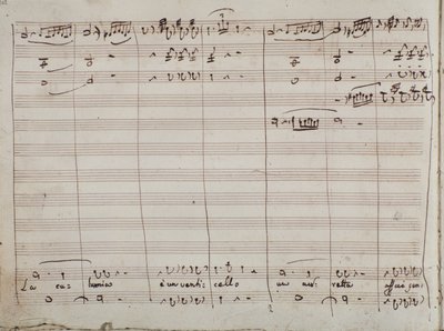 Partitura Musical para el aria La calunnia e un venticello, en El Barbero de Sevilla de Gioachino Rossini