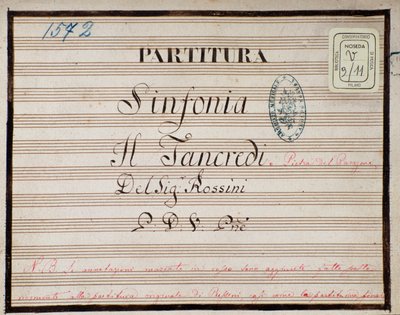 Partitura reducida para piano de Tancredi, ópera de Gioacchino Rossini de Gioachino Rossini