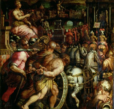 El triunfo después de la guerra con Pisa del techo del Salone dei Cinquecento de Giorgio (and workshop) Vasari
