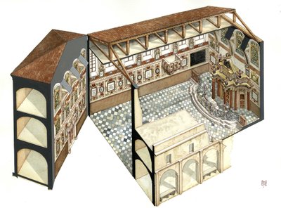 Arte barroco: reconstrucción de la estructura arquitectónica de la Sinagoga de Casale Monferrato (Casal), cerca de Alessandria (Alejandría), Italia. de Giorgio Albertini
