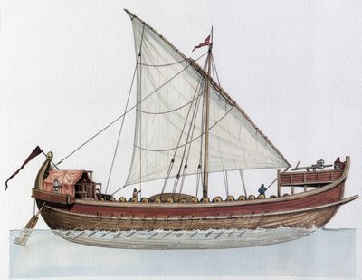Imperio bizantino: reconstrucción de un dromon, buque de guerra, siglos IX-XI. de Giorgio Albertini
