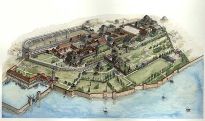 Imperio Bizantino: vista del Palacio Imperial de Constantinopla, de Giorgio Albertini