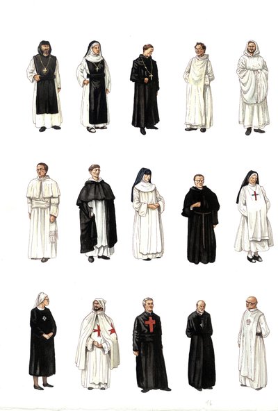 Trajes y vestidos de monjas, monjes en diferentes épocas. de Giorgio Albertini