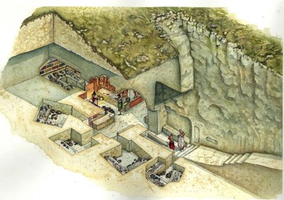 Civilización etrusca: reconstrucción y despiece de la tumba Francois de Vulci. Siglo III a.C. Italia de Giorgio Albertini