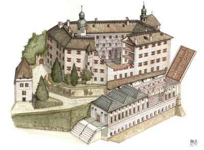 Arquitectura renacentista: reconstrucción del castillo de Ambras de Giorgio Albertini