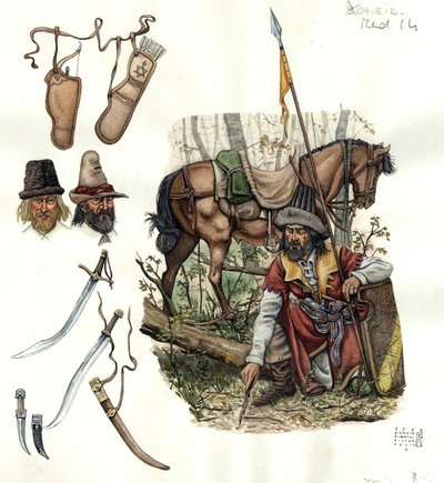 Representación de estradiotas, jinetes mercenarios ligeros en el siglo XV. de Giorgio Albertini