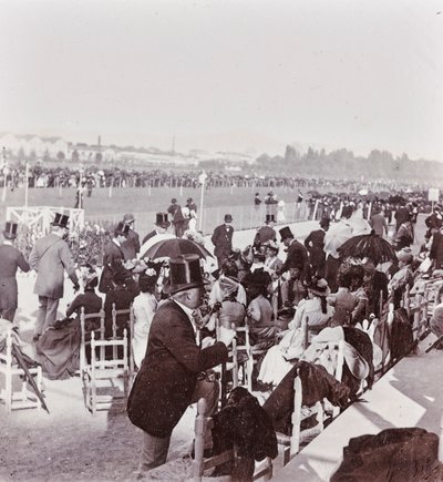 Espectadores del hipódromo del Parque de las Cascine: General Pralormo, Neri Corsini, Alberto Rignano, Gennaro Placci, la Condesa Maud Ricci, Condesa de Perkenstein de Giorgio Enrico (attr.to) Levi
