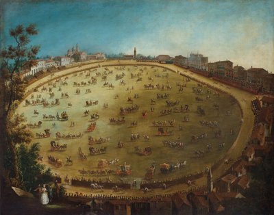 Carreras de caballos en el Prato della Valle en Padua, mediados del siglo XVIII de Giorgio Fossati