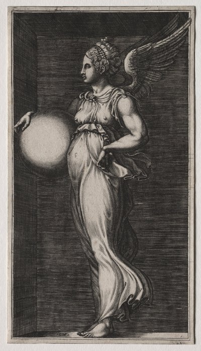 Figura Alegórica Sosteniendo una Esfera, mediados de 1560s de Giorgio Ghisi