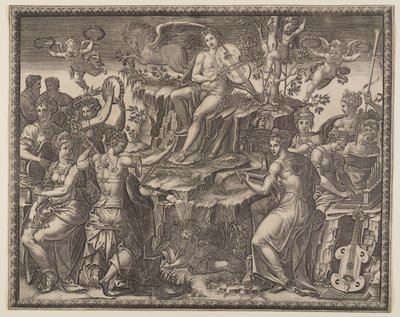 Apolo y las Musas en el Parnaso de Giorgio Ghisi