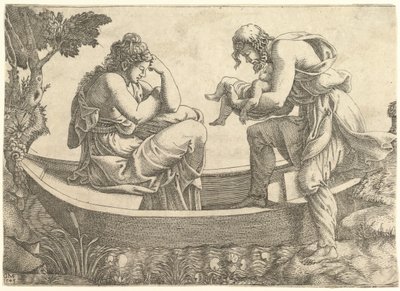 Danae y el infante Perseo arrojados al mar por Acrisio de Giorgio Ghisi