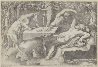 Sileno, een sater en een geit Slapende Silenus de Giorgio Ghisi
