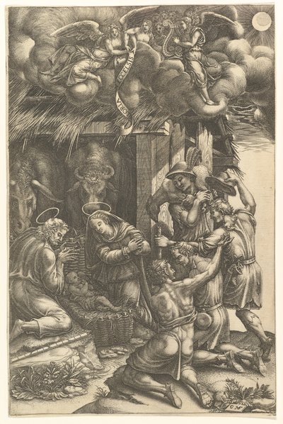 La adoración de los pastores, finales de 1570 de Giorgio Ghisi