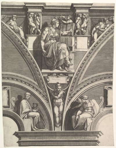 La Sibila Eritrea, de la serie de Profetas y Sibilas en la Capilla Sixtina, 1570-75 de Giorgio Ghisi