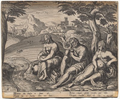 La parábola del sembrador y la semilla: la semilla que cae al costado del camino (después de Gerard Van Groeningen, Amberes activo 1563-1573) de Giorgio Ghisi