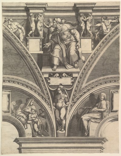El profeta Ezequiel, de la serie de Profetas y Sibilas en la Capilla Sixtina, 1570-75 de Giorgio Ghisi