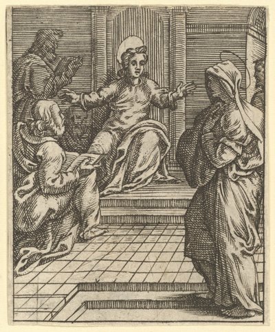 La Virgen de los Dolores: Cristo Disputando con los Doctores, uno de los nueve acompañantes, antes de 1575 de Giorgio Ghisi