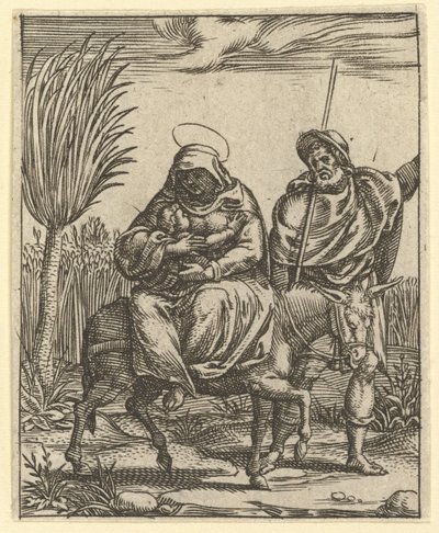 La Virgen de los Dolores: La huida a Egipto, uno de los nueve compartimentos circundantes de..., antes de 1575 de Giorgio Ghisi