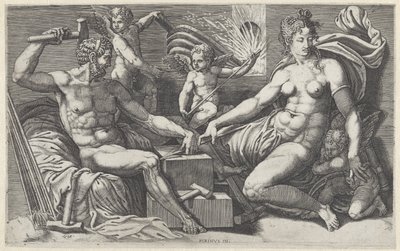 Venus en Vulcanus in de smidse van Vulcanus de Giorgio Ghisi