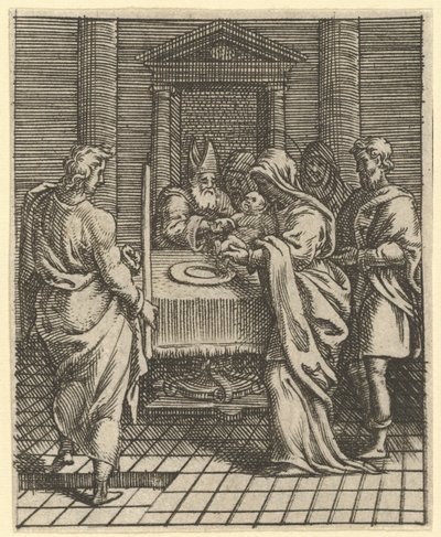 Virgen de los Dolores: La Presentación en el Templo, uno de los nueve compartimentos circundantes..., antes de 1575 de Giorgio Ghisi