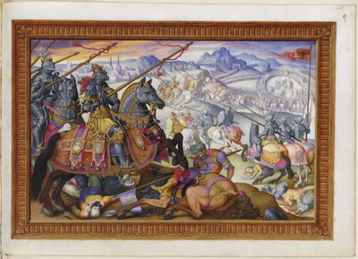 Añadir MS 33733 f.9 Solimán y su ejército expulsados del sitio de Viena de Giorgio Giulio (attr. to) Clovio
