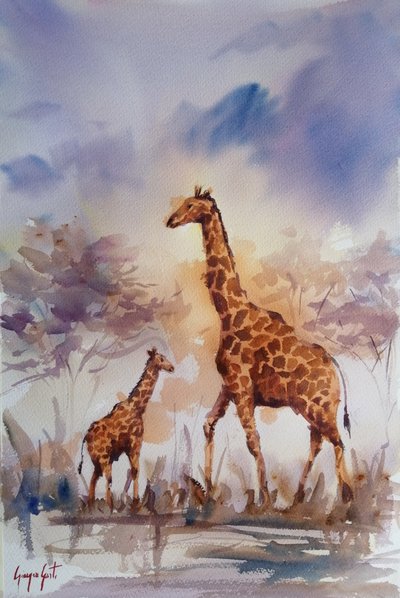 La familia de las jirafas africanas de Giorgio Gosti