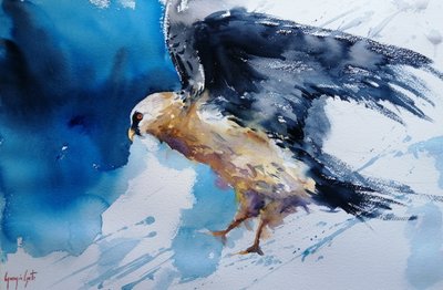Pájaro en acuarela dinámica de Giorgio Gosti