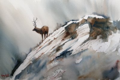 Alces en las montañas en invierno de Giorgio Gosti
