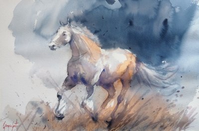 Caballo enérgico azul de Giorgio Gosti