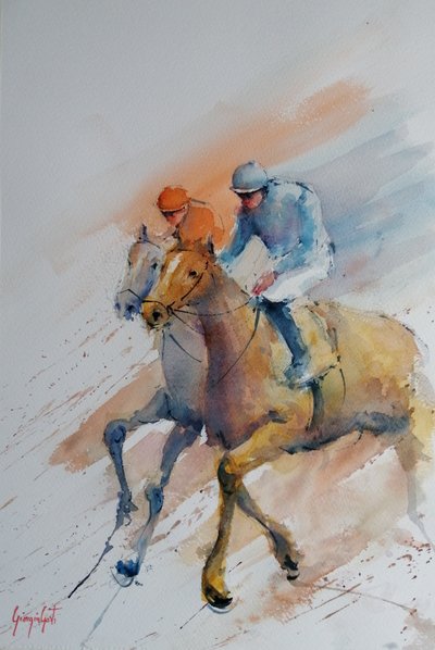 Caballos de carreras al galope de Giorgio Gosti