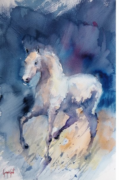 Elegante caballo blanco de Giorgio Gosti
