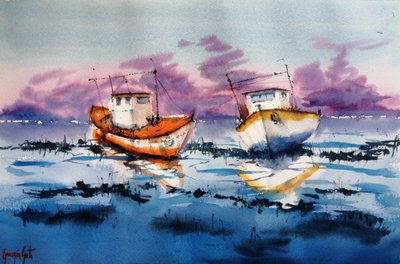 Reflexiones sobre los barcos en marea baja de Giorgio Gosti