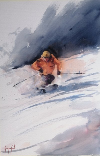 Esquiador en nieve polvo de Giorgio Gosti