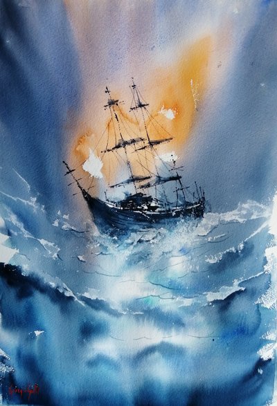 Barco en un mar tempestuoso de Giorgio Gosti