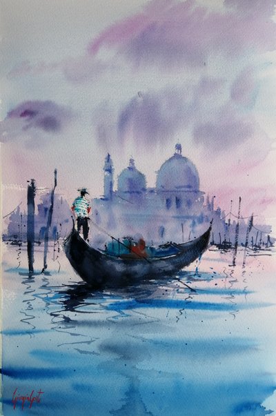 Góndola al atardecer en Venecia de Giorgio Gosti