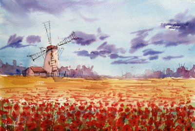 Un campo de amapolas de colores vivos de Giorgio Gosti