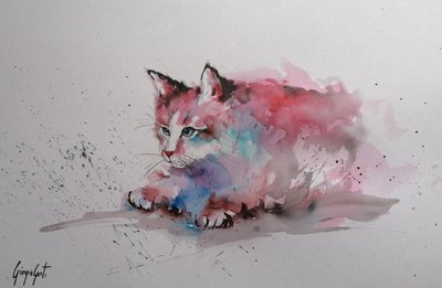 Salpicadura de gatito en acuarela de Giorgio Gosti