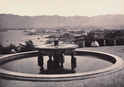 Panorama desde la Villa Belmonte con la fuente. Palermo de Giorgio Sommer