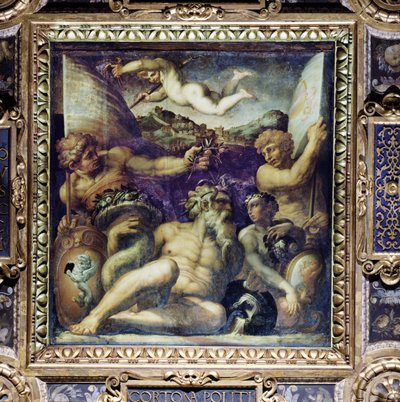 Alegoría de las regiones de Cortona y Montepulciano del techo del Salone dei Cinquecento, 1565 de Giorgio Vasari
