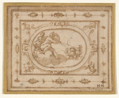 Aurora y Tithonius, estudio para una decoración escénica para una representación de Aretino de Giorgio Vasari