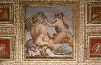 (detalle) Ceres amamantando a Triptolemo, techo de Altoviti de Giorgio Vasari
